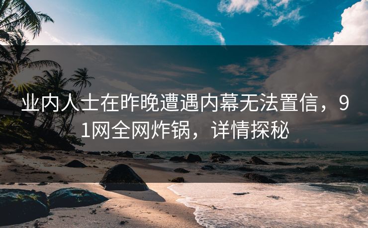 业内人士在昨晚遭遇内幕无法置信，91网全网炸锅，详情探秘