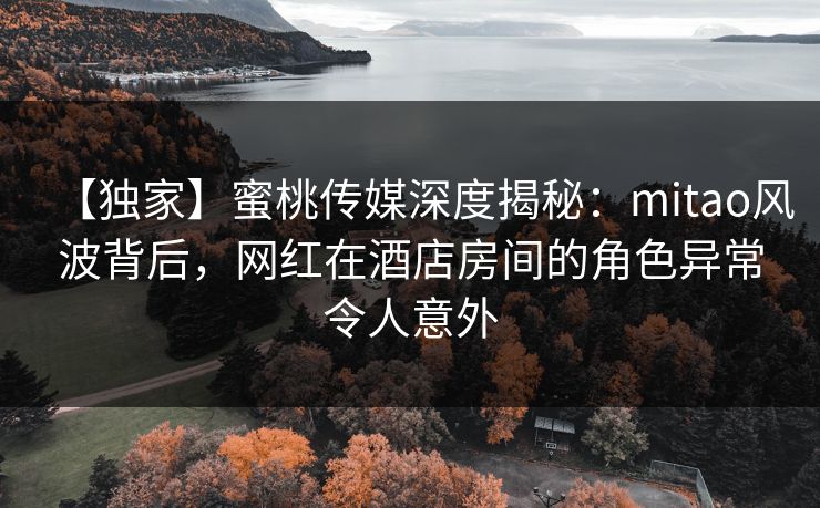 【独家】蜜桃传媒深度揭秘：mitao风波背后，网红在酒店房间的角色异常令人意外