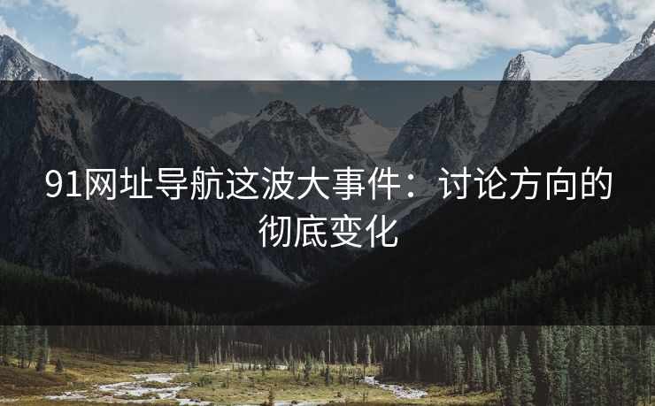 91网址导航这波大事件：讨论方向的彻底变化