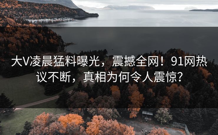 大V凌晨猛料曝光,震撼全网!91网热议不断,真相为何令人震惊? 大V凌晨猛料曝光,震撼全网!91网热议不断,真相为何令人震惊?