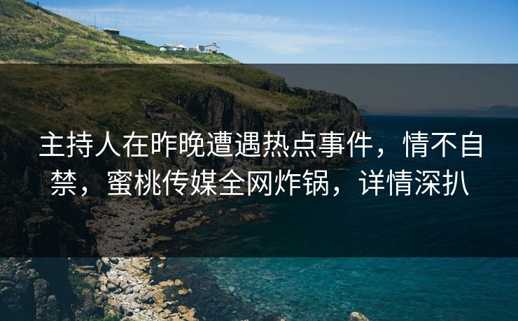 主持人在昨晚遭遇热点事件,情不自禁,蜜桃传媒全网炸锅,详情深扒 主持人在昨晚遭遇热点事件,情不自禁,蜜桃传媒全网炸锅,详情深扒