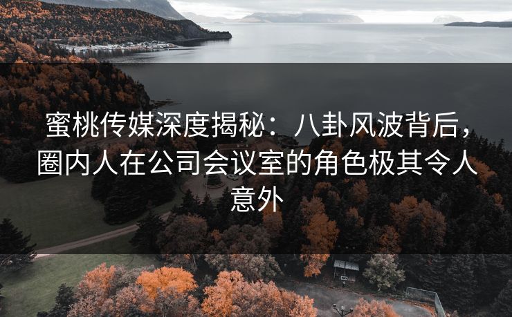 蜜桃传媒深度揭秘：八卦风波背后，圈内人在公司会议室的角色极其令人意外