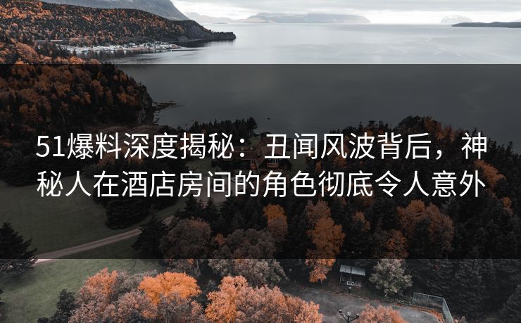 51爆料深度揭秘:丑闻风波背后,神秘人在酒店房间的角色彻底令人意外 51爆料深度揭秘:丑闻风波背后,神秘人在酒店房间的角色彻底令人意外