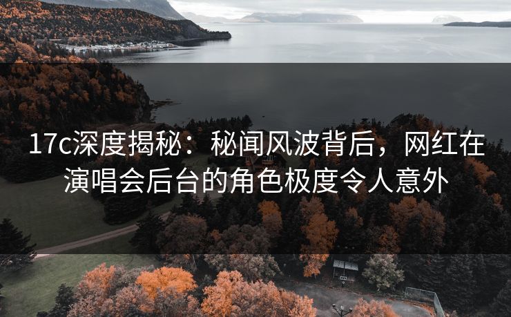 17c深度揭秘：秘闻风波背后，网红在演唱会后台的角色极度令人意外