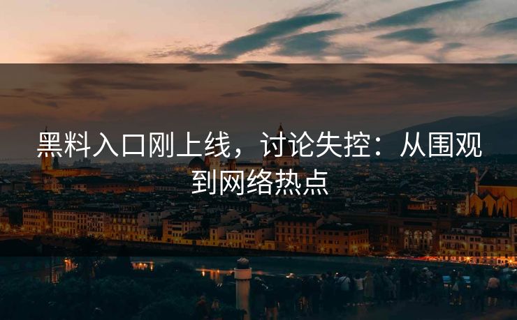 黑料入口刚上线,讨论失控:从围观到网络热点 黑料入口刚上线,讨论失控:从围观到网络热点